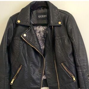 Guess moto jacket with removable fur collar. XXL fits as XL